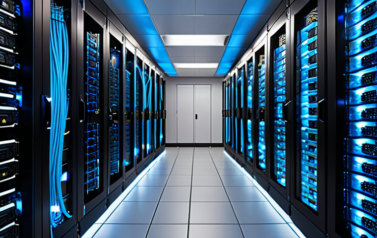 ** A visually striking server room. Shiny new servers are visible, with a focus on RAM sticks and SSD drives. Network cables should glow with data transfer activity. The overall tone is modern and efficient. Prompt: "Modern server room with glowing network cables, high-speed RAM, and fast SSD storage. Focus on data transfer and efficiency."

**