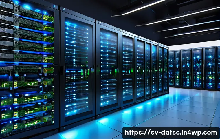 최적의 데이터베이스 클러스터 구성 방법 - A highly detailed digital illustration of a modern data center showcasing various database cluster a...